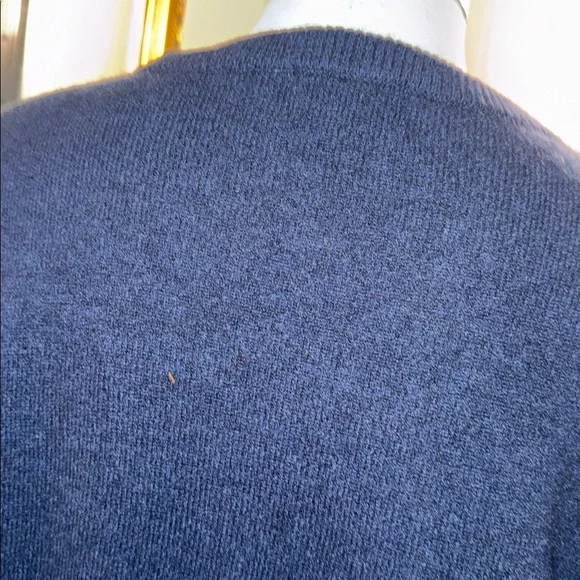 27 Miles navy 100% cashmere sweater with multicolored striped sleeves. Large - Picture 7 of 12